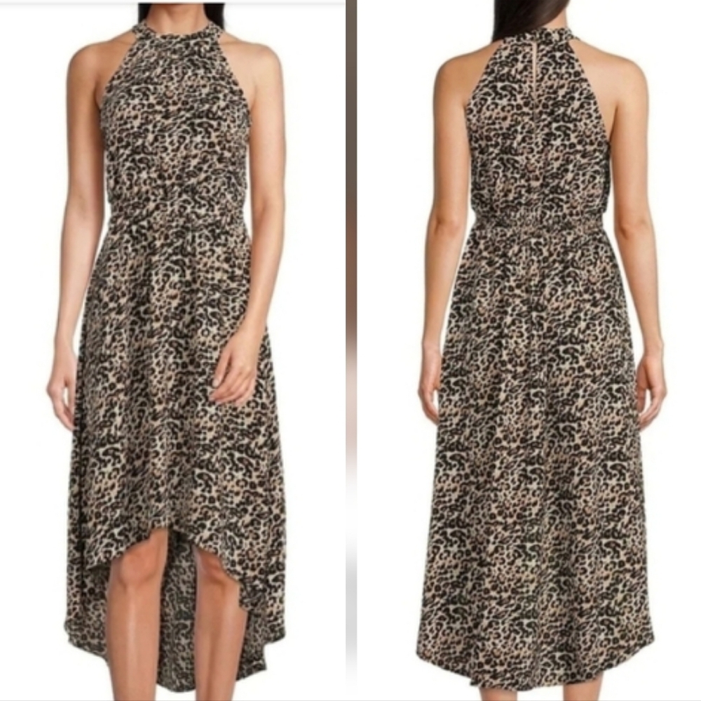 Vince Camuto Crepe Halter Neck High-Low Midi Dress Size 6